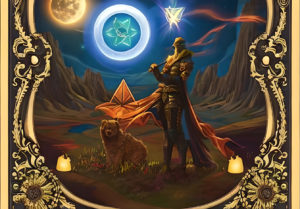 tarot card of fool like traveler casting glowing circle